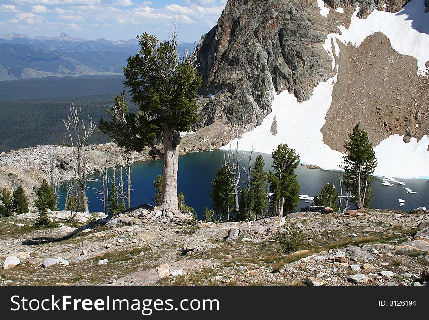 High altitude lake at 9000ft in the sawtooth mountains. Taken in Stanley, ID at 8 MP. High altitude lake at 9000ft in the sawtooth mountains. Taken in Stanley, ID at 8 MP