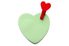 Heart Shape Memo With Wooden Heart Shape Clip Stock Images