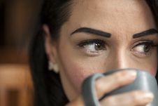 Beautiful Young Woman With Brown Hair And Eyes Stock Image Beautiful Young Woman With Brown Hair And Eyes Stock Image