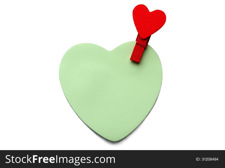 Heart shape memo with wooden heart shape clip
