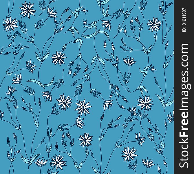 Seamless Texture With Flowers And Leaves