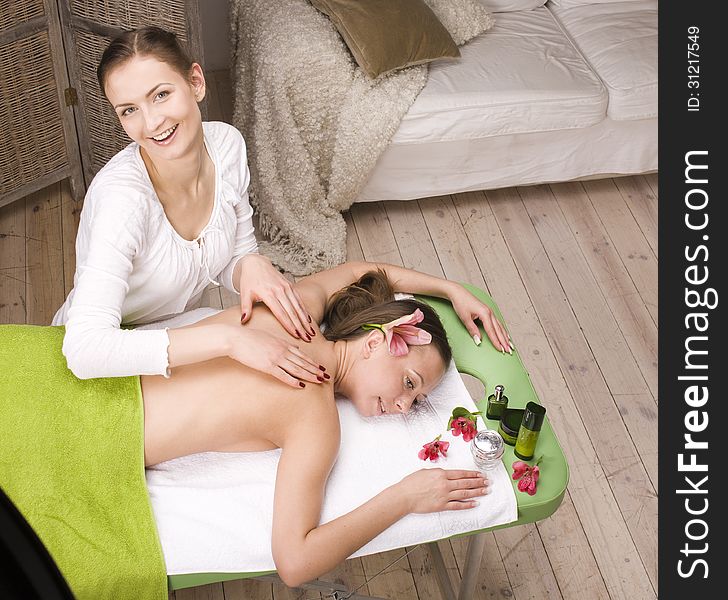 Stock photo attractive lady getting spa treatment in salon