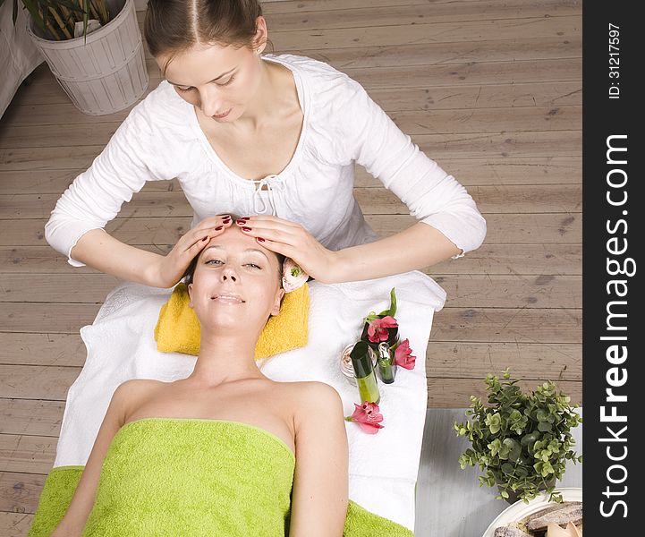 Stock photo attractive lady getting spa treatment in salon