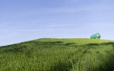 Green Tank On A Green Hill Royalty Free Stock Photo Green Tank On A Green Hill Royalty Free Stock Photo