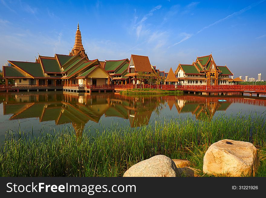 The Thailand Style Buildings Of Water  S Edge