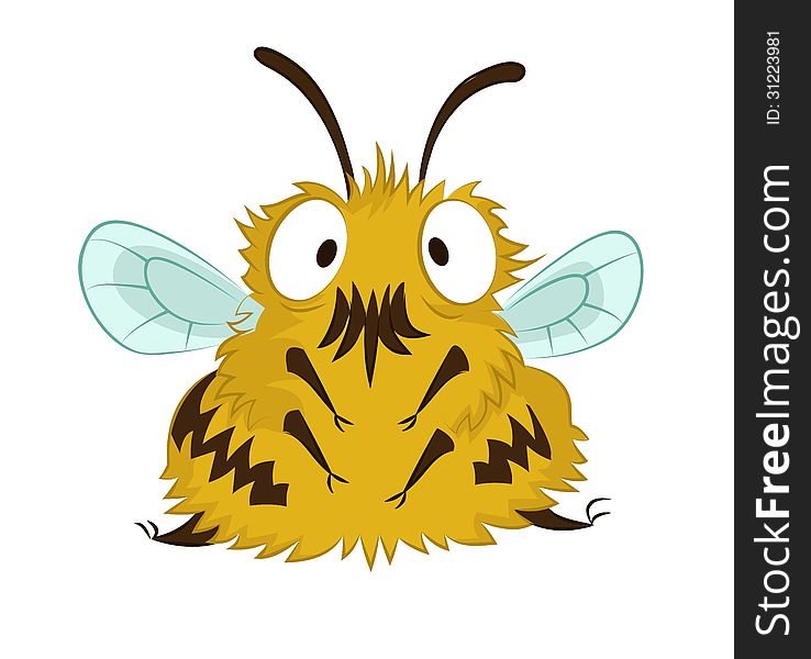 Vector image of big cartoon funny bee