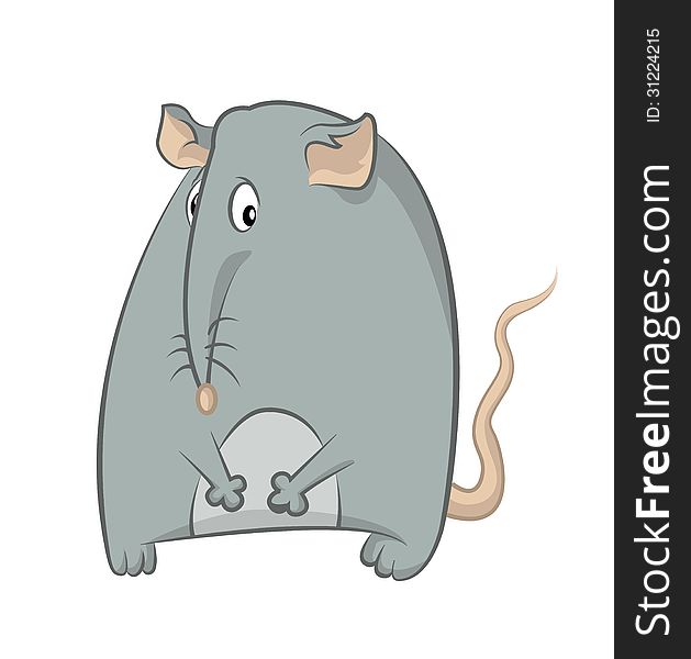 Vector image of grey cartoon funny mouse