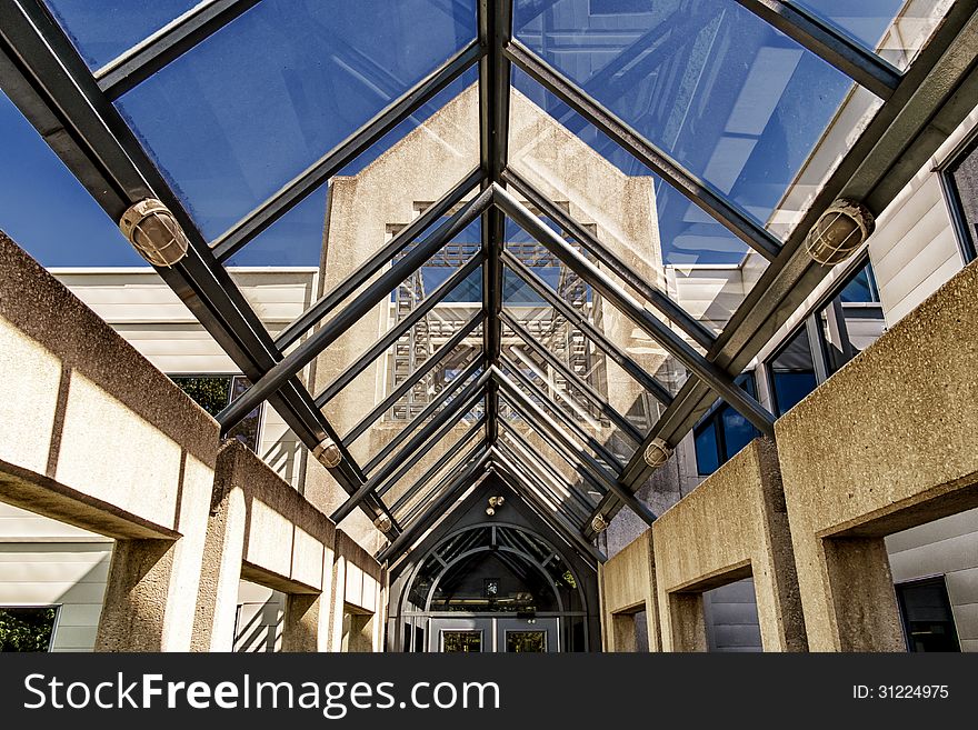 Metal and glass translucent roof skylight structure. Metal and glass translucent roof skylight structure.