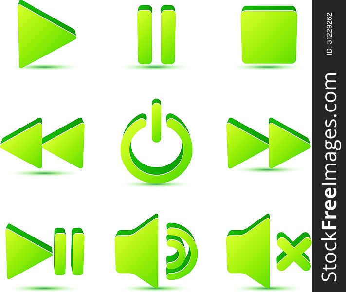 Green vector plastic navigation symbols set. This is file of EPS10 format.