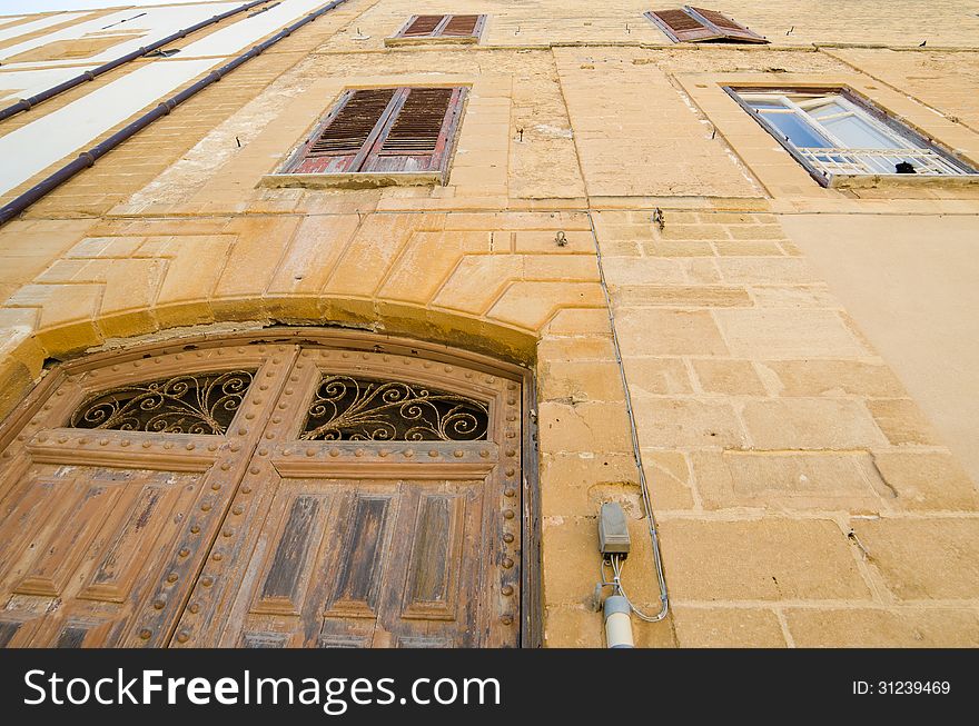 Old wall of building in Castelvetrano, Sicily, Italy