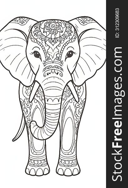 An elegant portrayal of an elephant adorned with intricate patterns, capturing the essence of this majestic creature�s beauty.