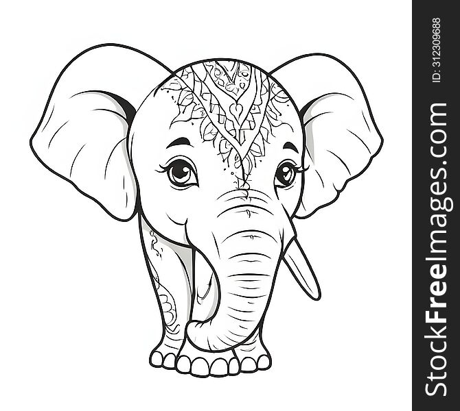 An Artistic Representation Of An Elephant, Highlighting Its Majestic Presence, Enhanced With Delicate Patterns.