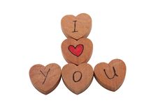 Wooden Heart Shape Blocks With I Love You Text Stock Image Wooden Heart Shape Blocks With I Love You Text Stock Image