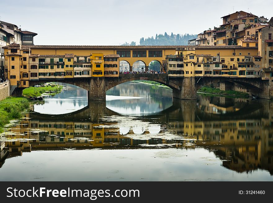 The historic Ponte Vecchia in Florence. The historic Ponte Vecchia in Florence