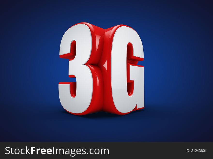 3G wireless communication standard 3d illustration on Blue background