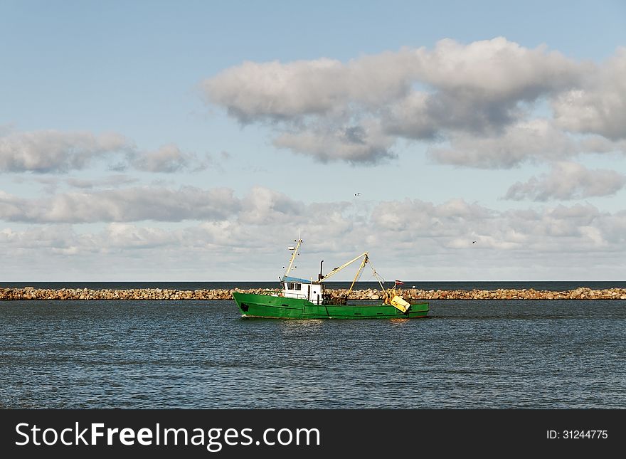 Fishing ship in a Baltic sea. Fishing ship in a Baltic sea.