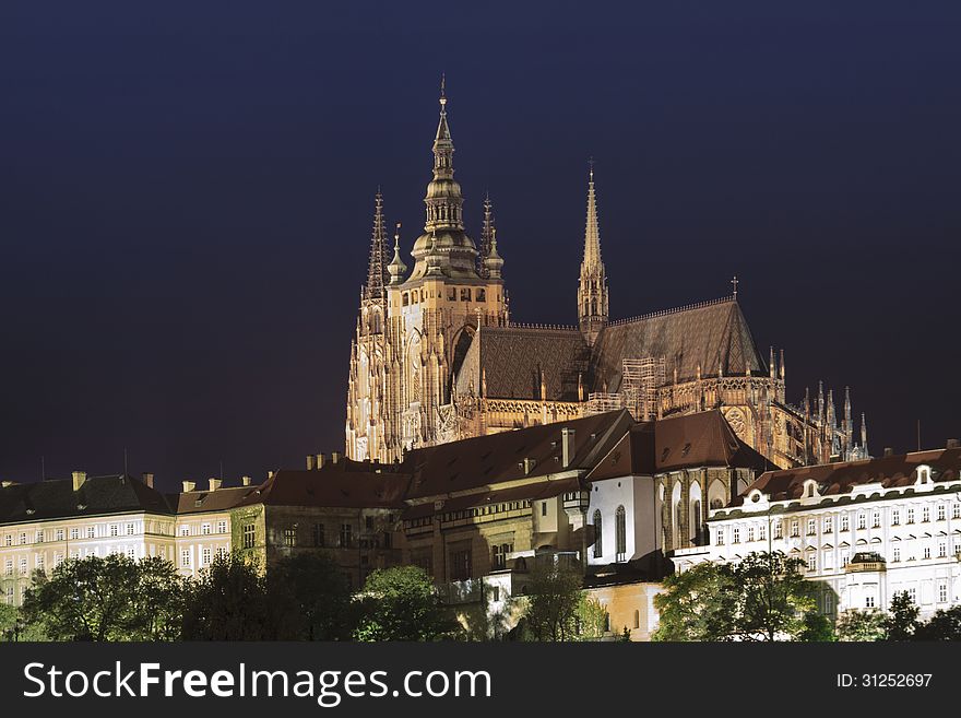 Prague's Castle at night with illumination. Prague's Castle at night with illumination