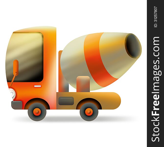 Cartoon truck carrier concrete. construction equipment. Cartoon truck carrier concrete. construction equipment.