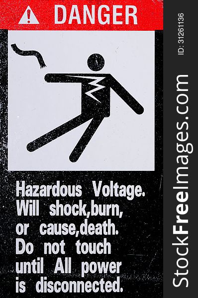 Danger label with black background