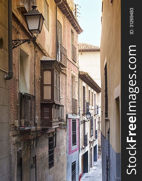 Narrow Street in Old town of Toledo - former capital city of Spain. Narrow Street in Old town of Toledo - former capital city of Spain