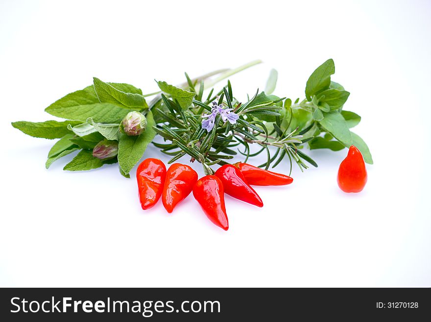 Chilis and herbs mix