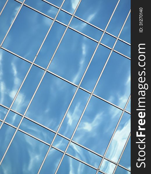 Abstract image on outside glass surface of building. Abstract image on outside glass surface of building