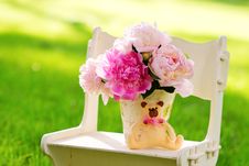 Still Life With Peonies On The Lawn Royalty Free Stock Photography Still Life With Peonies On The Lawn Royalty Free Stock Photography