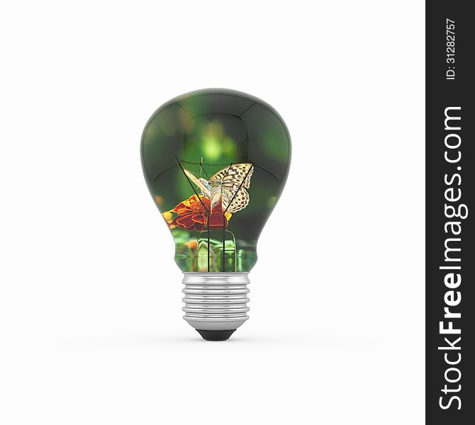 Ecological concept Butterfly in the bulb