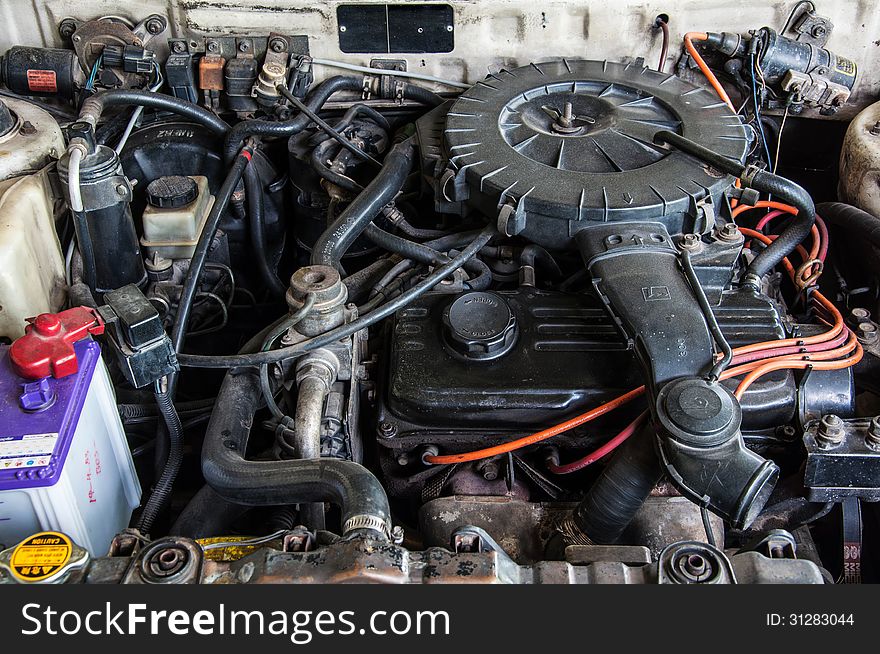 Engines and cars for repair.