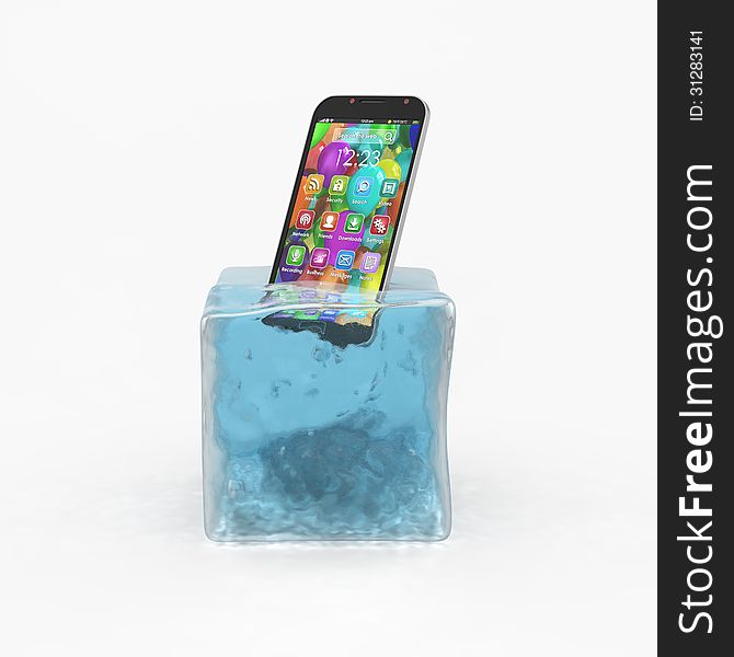 Smartphone concept: smatphone in ice