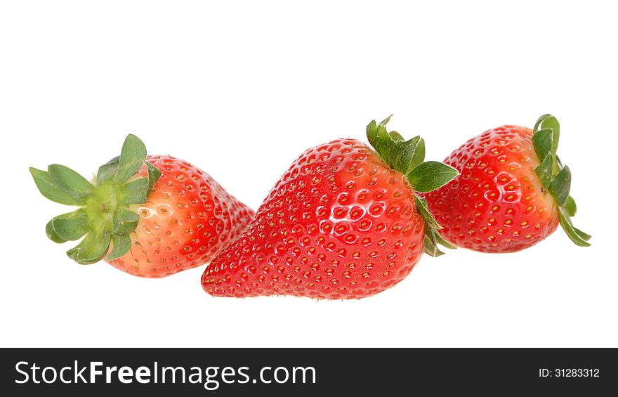 Three strawberries are very sweet. Three strawberries are very sweet
