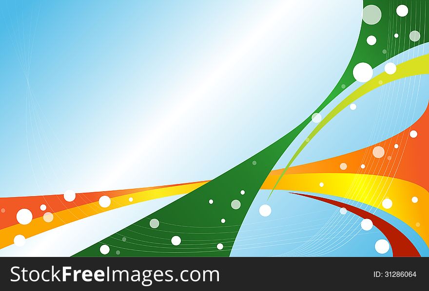 Colorful background with stripes and white circles