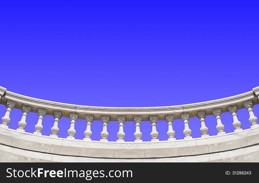 Marble parapet, classic style, over blue sky. Marble parapet, classic style, over blue sky