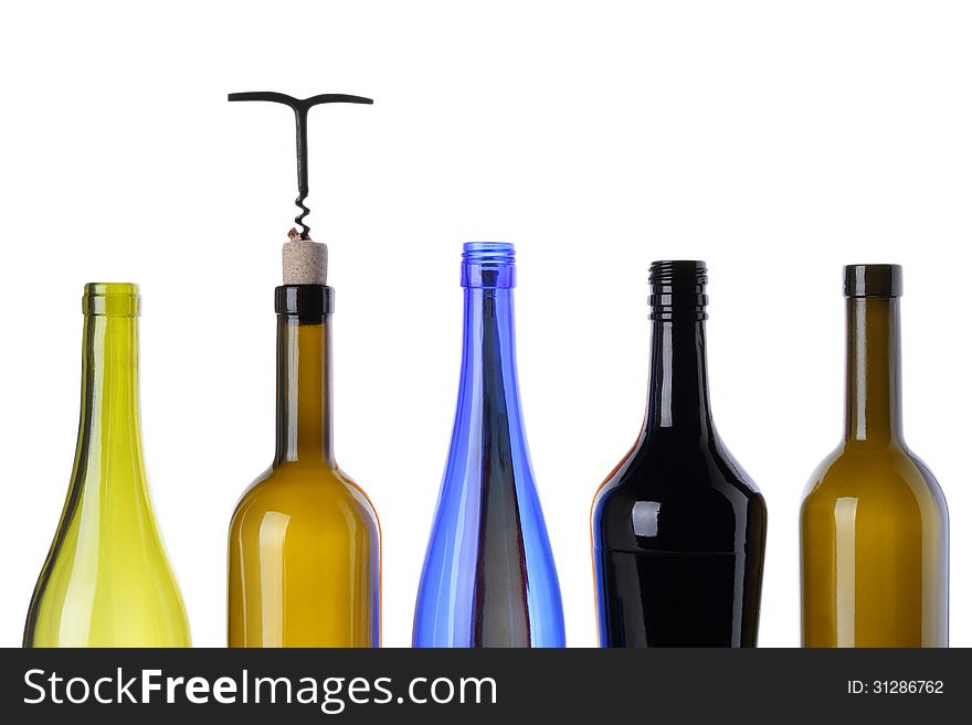 Glass bottle for wine on white background. Glass bottle for wine on white background