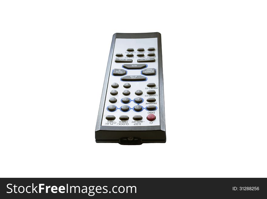 Silver tv remote isolated over white