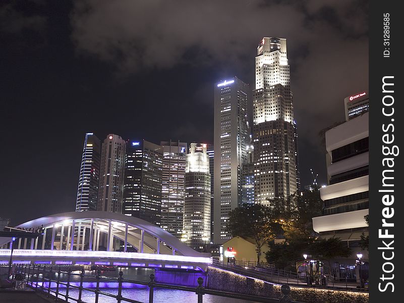 Singapore city center (financial district) by night. Singapore city center (financial district) by night