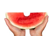 Big Bite Out Of Watermelon Royalty Free Stock Photos Big Bite Out Of Watermelon Royalty Free Stock Photos