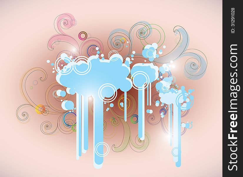 Abstract background with splashes and floral motifs