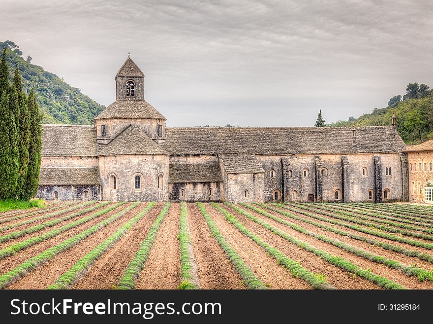 Abbey du Senanque with field of lavender in front. This abbey is located in the provence region of southern France and dates to the 11th century. This is a HDR image. Abbey du Senanque with field of lavender in front. This abbey is located in the provence region of southern France and dates to the 11th century. This is a HDR image.