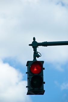 Overhead Stop Light Against SK Royalty Free Stock Images Overhead Stop Light Against SK Royalty Free Stock Images