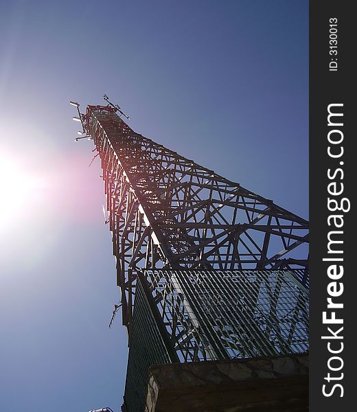 Tower with telecommunications antennas in italy. Tower with telecommunications antennas in italy