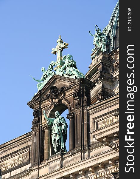 Main statue on the facade of Berlin Cathedral