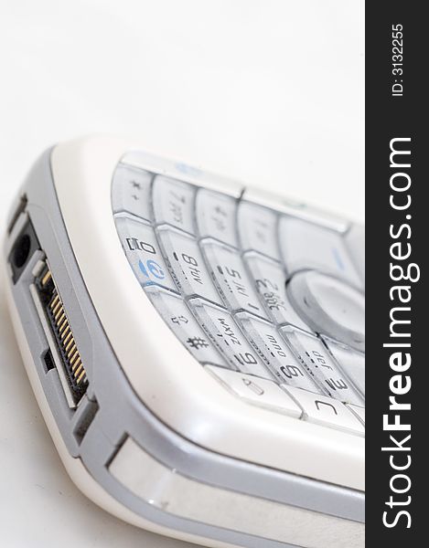 Close up view on mobile phone keyboard.