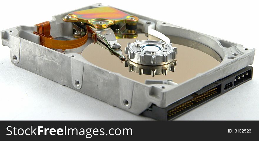 The hard disk, in the disassembled condition, is shown the internal device