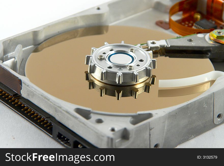 The hard disk, in the disassembled condition, is shown the internal device
