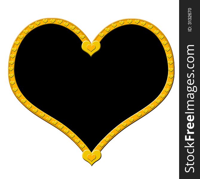 A golden Heart with a black frame inside