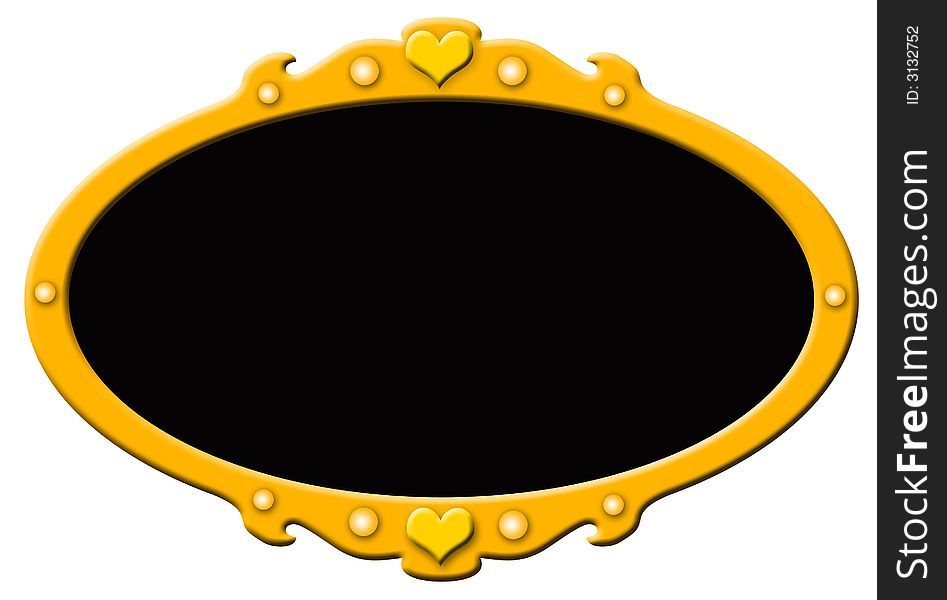 Oval golden frame with a black frame inside. Oval golden frame with a black frame inside