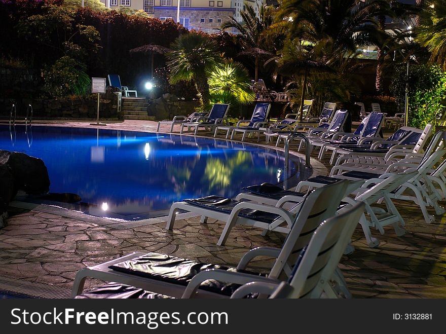 Night shoot of hotel swimming pool