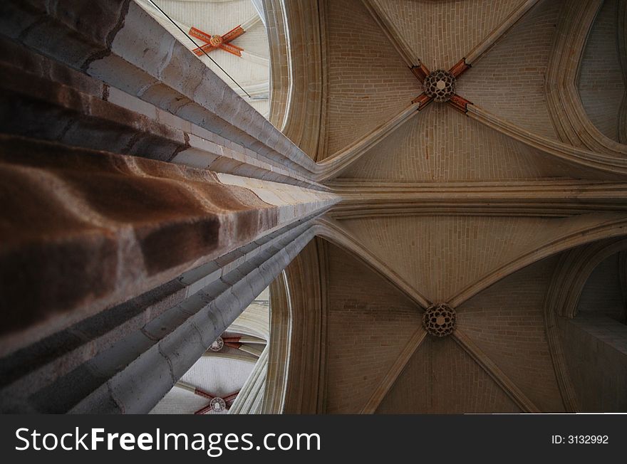 Ceiling of a gothic cathedral in France