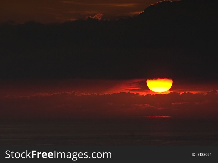 A landscape of a sunset on the coast of  Brittany, France. A landscape of a sunset on the coast of  Brittany, France